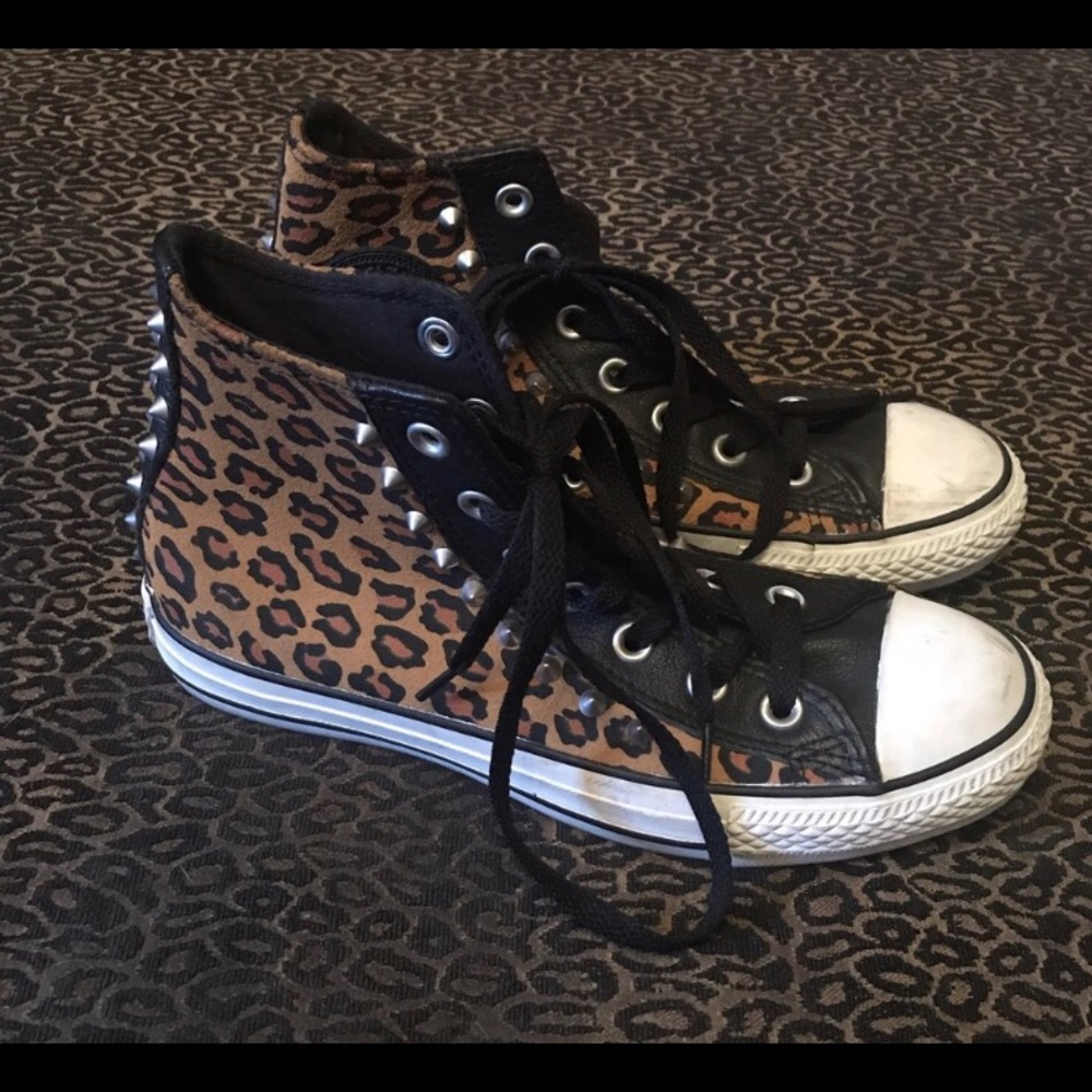 Leopard Print Studded Converse